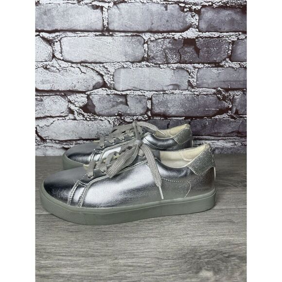 Sam Edelman Ethyl Silver Leather Casual Lace Up Sneakers Women Sz 4M US/36EU - Picture 1 of 16